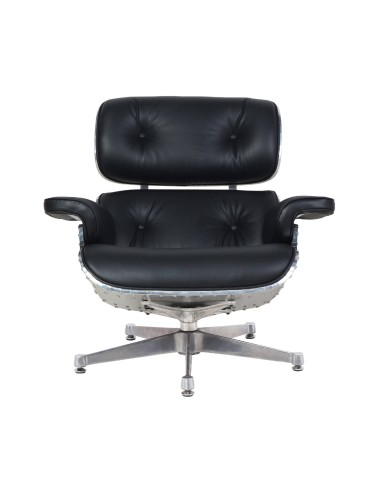 Sillón Lounge Chair Piel negra, aluminio, base pulida