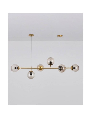 Lámpara ALMUDENA, colgante, metal, cristal, 6 luces.