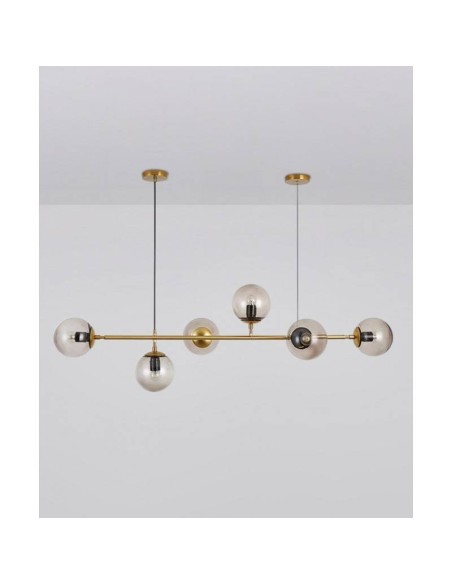 Lámpara ALMUDENA, colgante, metal, cristal, 6 luces. Lámpara ALMUDENA, colgante, metal, cristal, 6 luces.