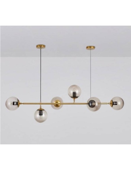 Lámpara ALMUDENA, colgante, metal, cristal, 6 luces. Lámpara ALMUDENA, colgante, metal, cristal, 6 luces.