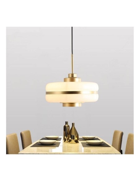 Lámpara LYRYA, colgante, metal, cristal blanco.