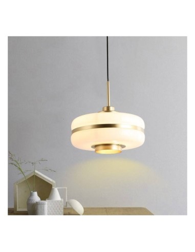 Lámpara LYRYA, colgante, metal, cristal blanco.