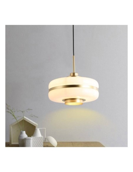 Lámpara LYRYA, colgante, metal, cristal blanco.