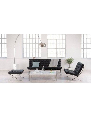 Sofa 3 lugares Barcelona pele, inspirado em ludwig mies van der rohe