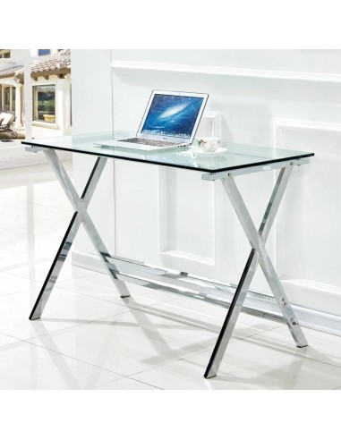Mesa de escritorio ELFO 110x55, cromada, cristal templado