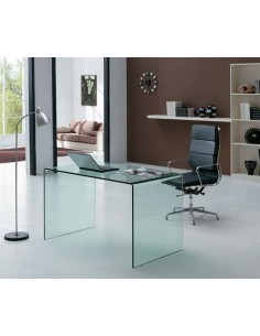 Mesa Escritorio de diseño minimalista BURANO 125x70 Cristal Transparente 2