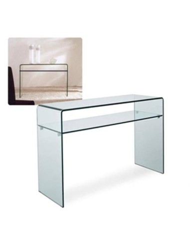Console hall de design moderno Adana, vidro curvado de 15mm, 100x33 cms
