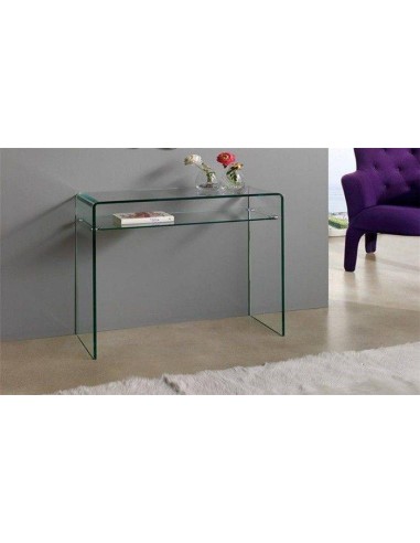 Consola recibidor de diseño moderno Adana, cristal curvado de 15mm, 100x33 cms