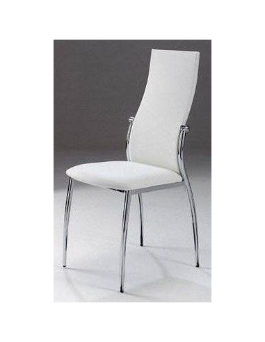 Silla de comedor de diseño moderno Vika, estructura cromada,asiento y respaldo similpiel