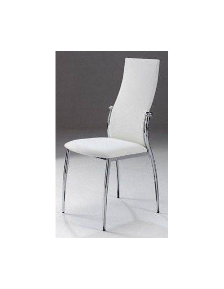Silla de comedor de diseño moderno Vika, estructura cromada,asiento y respaldo similpiel Silla de comedor de diseño moderno Vika, estructura cromada,asiento y respaldo similpiel