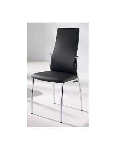 Silla De Comedor De Diseño Moderno Vika, Estructura Cromada,asiento en cuero sintético.