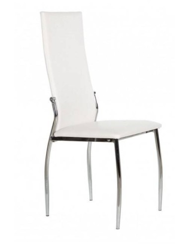 Silla De Comedor De Diseño Moderno Vika, Estructura Cromada,asiento en cuero sintético.