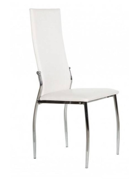 Silla de comedor de diseño moderno Vika, estructura cromada,asiento y respaldo similpiel Silla de comedor de diseño moderno Vika, estructura cromada,asiento y respaldo similpiel