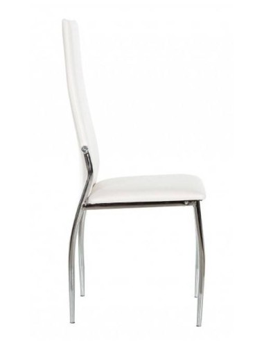 Silla de comedor de diseño moderno Vika, estructura cromada,asiento y respaldo similpiel