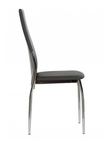 Silla de comedor de diseño moderno Vika, estructura cromada,asiento y respaldo similpiel