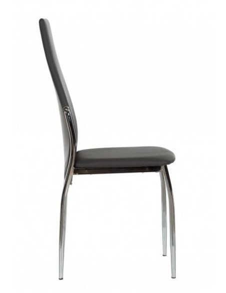 Silla de comedor de diseño moderno Vika, estructura cromada,asiento y respaldo similpiel