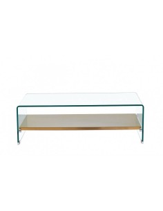 Mesa POTER 110x55, cristal, estante dorado 2