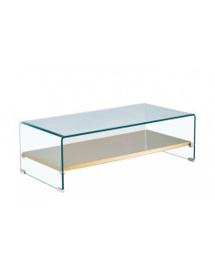 Mesa POTER 110x55, cristal, estante dorado