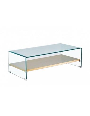Mesa POTER 110x55, vidro, prateleira dourado