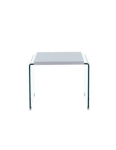 Mesa auxiliar ANISTON 60x63, cristal, lacada blanca 2