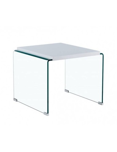 Mesa auxiliar ANISTON 60x63, vidro, cor branca