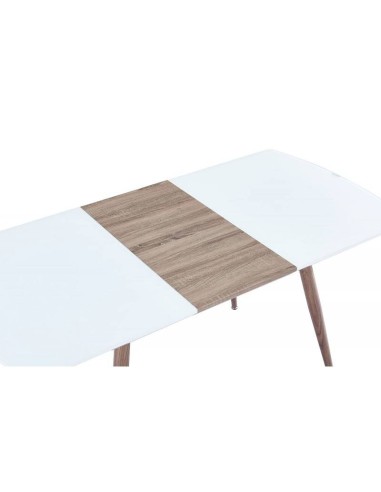Mesa SOHA, extensible, metal, madera, cristal,140 ~ 180 x 80 cms.
