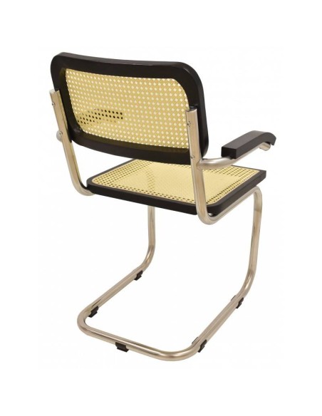 Silla cantilever Francesca, reposabrazos , patín, rejilla beige
