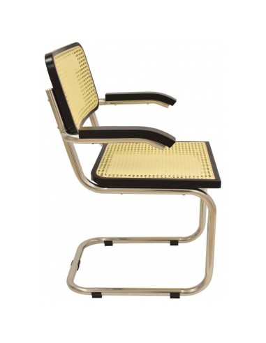 Silla cantilever Francesca, reposabrazos , patín, rejilla beige