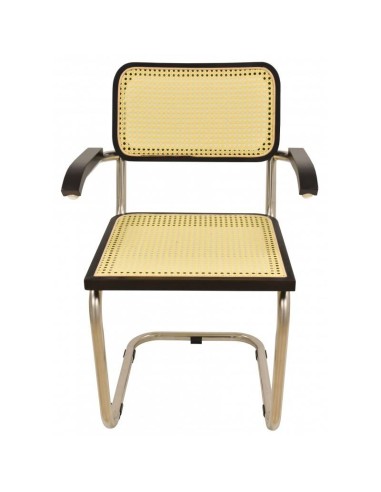 Silla cantilever Francesca, reposabrazos , patín, rejilla beige