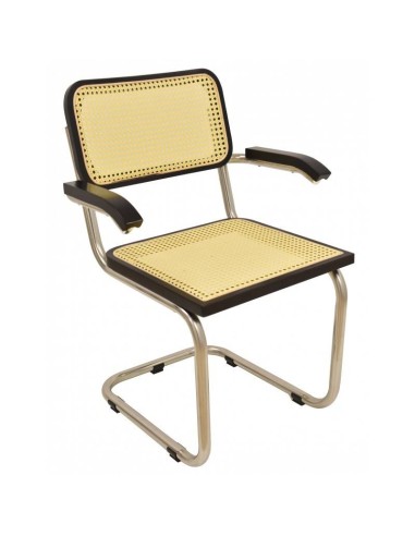 Silla cantilever Francesca, reposabrazos , patín, rejilla beige