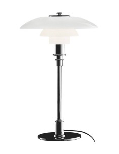 Lámpara sobremesa PHE, cromada, tulipa blanca