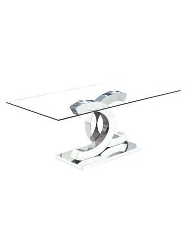 Mesa de cristal Chanel 150x90, inox