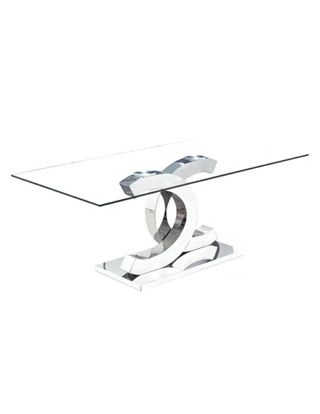 Mesa de cristal Chanel 150x90, inox Mesa de cristal Chanel 150x90, inox