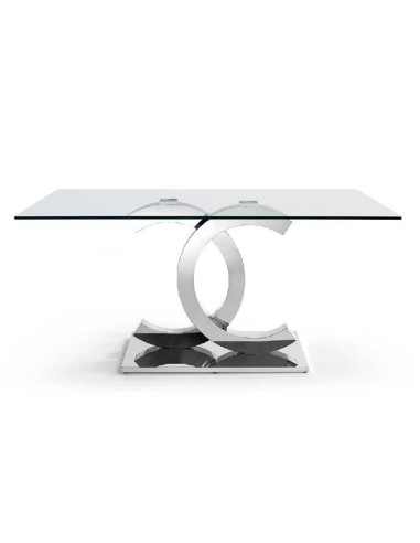 Mesa de cristal Chanel 150x90, inox