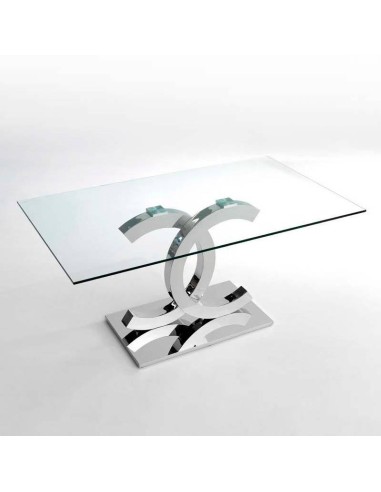 Mesa de vidro Chanel 150x90, inox