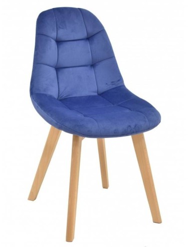 Silla de diseño RENA, madera, tapizada tejido velvet