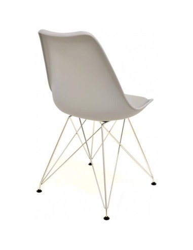 Jantando a cadeira de design torre, pernas cromado, almofadas de imitação d