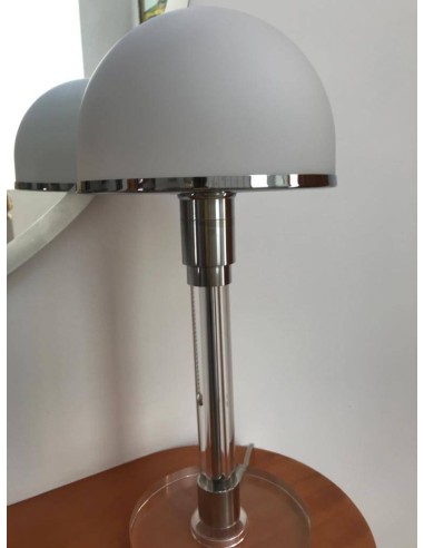 Lámpara de Mesa Bau, Inspirada W. Wagenfeld, Base Cristal