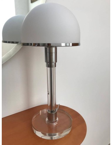 Inspirado por W. Wagenfeld, BAU design tabela vidro da lâmpada base, tulipa branca