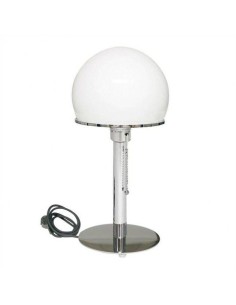 BAU design inspirado por W. Wagenfeld, cromado branco, base de candeeiro de mesa tulipa