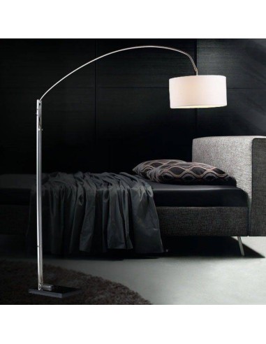 Lâmpada ajustável de pé para salão de beleza, cromo Alpha de design moderno, tela branca, base em mármore