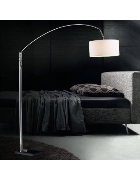 Lâmpada ajustável de pé para salão de beleza, cromo Alpha de design moderno, tela branca, base em mármore Lâmpada ajustável de pé para salão de beleza, cromo Alpha de design moderno, tela branca, base em mármore