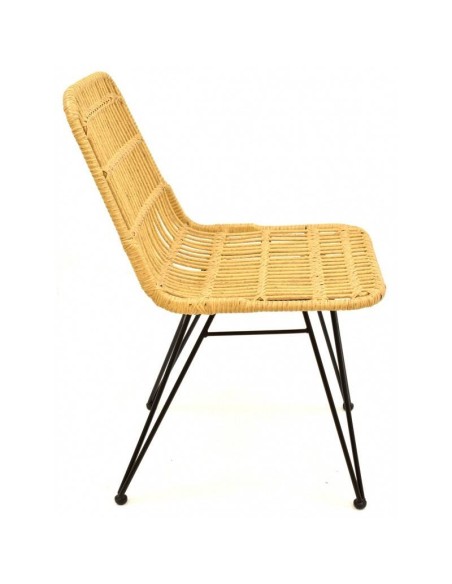 Silla exterior Tartara, metal, ratán natural beige