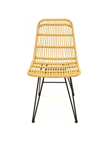 Silla exterior Tartara, metal, ratán natural beige