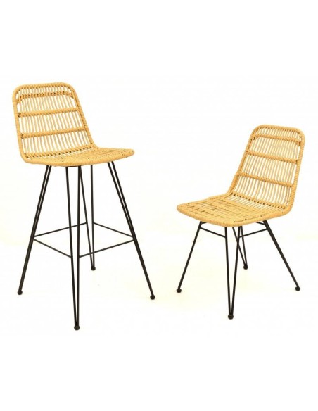 Silla exterior Tartara, metal, ratán natural beige