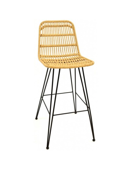 Taburete exterior Tartara, metal, ratán beige Taburete exterior Tartara, metal, ratán beige