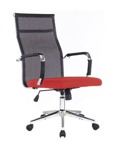 Sillón TRIA, alto, gas, basculante, malla negra, asiento acolchado
