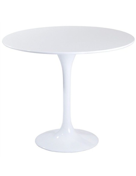 Mesa TULA 90 cms, base de metal, tapa DM lacada blanca