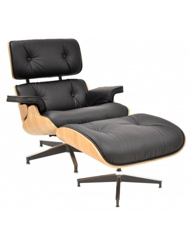 Poltrona Lounge Chair SimilPiel, Preto, cinza