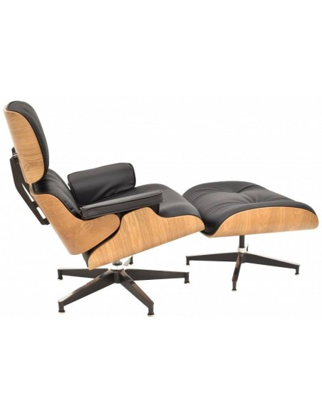 Sillón Lounge Chair SimilPiel, negro, fresno